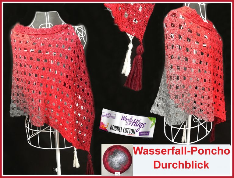 Wasserfall-Poncho Durchblick Schriftliche Anleitung https://www.crazypatterns.net/de/items/22211/wasserfall-poncho-durchblick-mit-1-bobbel-haekeln?ref=VeronikaHug