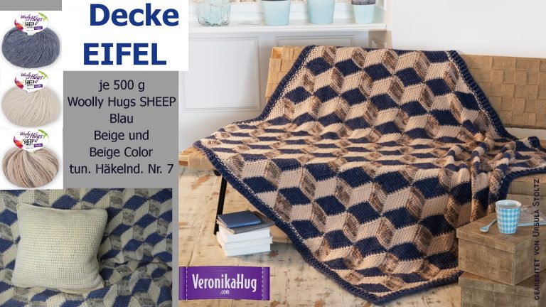 Decke "EIFEL" YouTube: https://youtu.be/zTseHTVm86U crazypatterns: https://www.crazypatterns.net/de/items/17314/decke-eifel-in-3-d-optik?ref=VeronikaHug