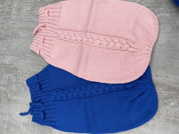 Pucksack Mit Zopfstreifen Fuer Baby Stricken 600x450